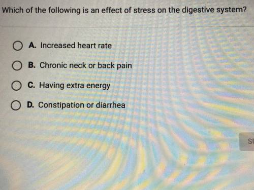Which if the following is an effect of stress on the digestive system?