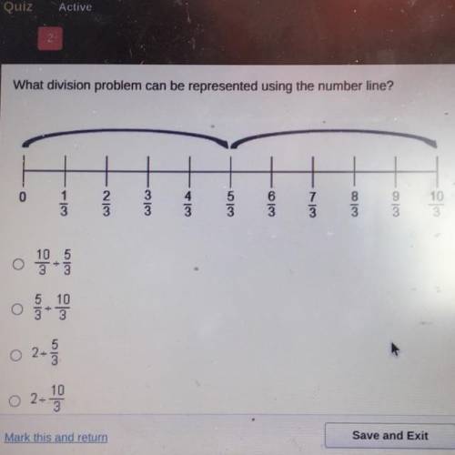 What division problem can be represented using the number line?

1/3. 2/3 3/3 4/3 5/3 6/3 7/3 8/3