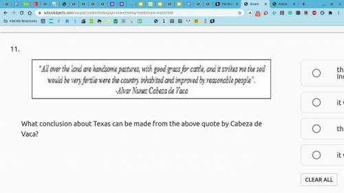 What conclusion about Texas can be made from the above quote by Cabeza de Vaca?

A-the Spanish sho