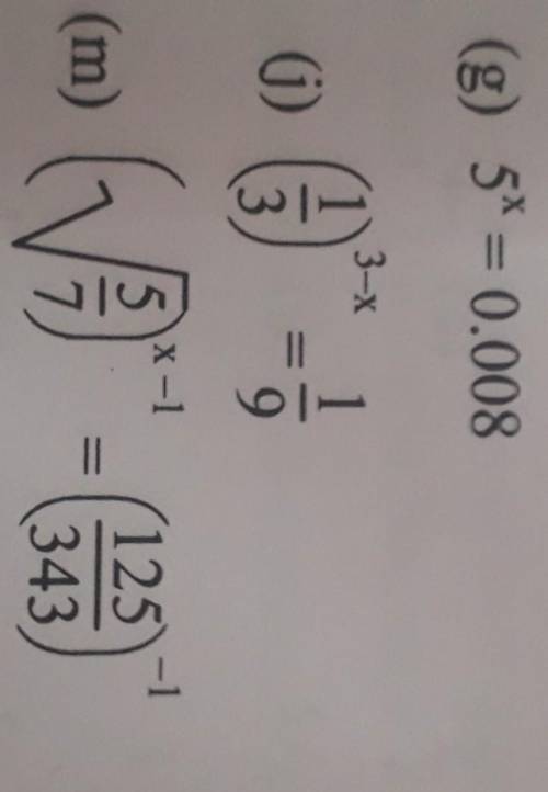 Solve the following exponential equations.