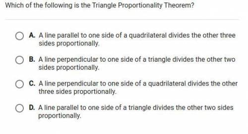Which of these is the triangle proportionality theorem? First person to answer CORRECTLY gets brain