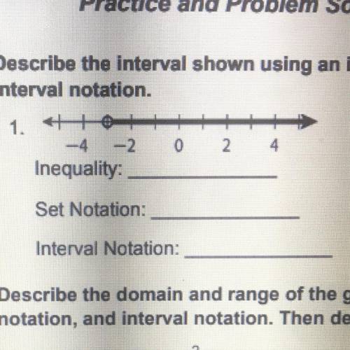 The
-4 -2
Inequality:
0 2 4
Set Notation:
Interval Notation: