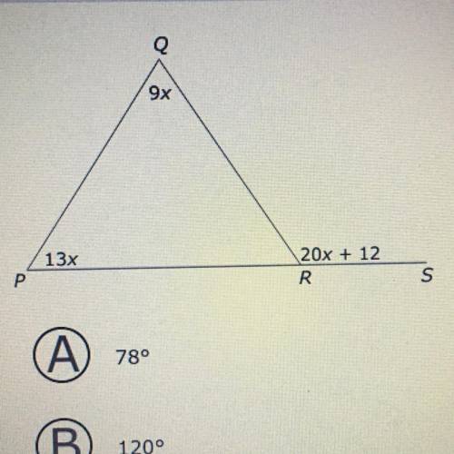 What is the measure of angle QRS in this figure?