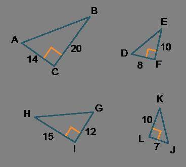 Which pairs of triangles are similar? Check all that apply.

-△ABC ~ △DEF
-△DEF ~ △GHI
-△GHI ~ △AB