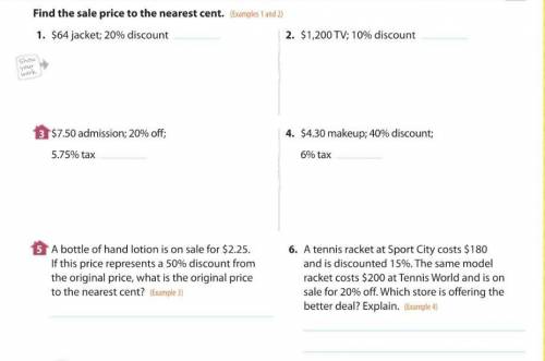Find the sale price to the nearest cent for each question.

PLS HELP ME THIS IS DUE IN ONE HOUR