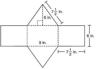 The net of a triangular prism is shown.

What is the surface area, in square inches, of the triang