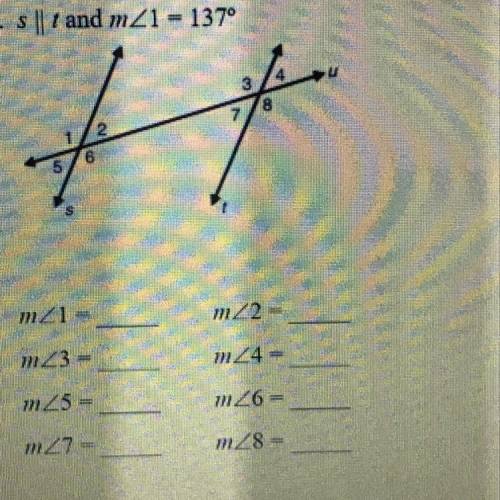 Use the given information to determine the measures of each of the numbered angles. Pls help! I’m g