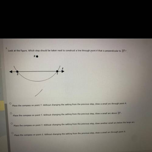 1

Look at the figure. Which step should be taken next to construct a line through point that is p