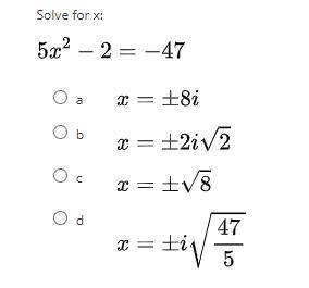 Solve for x: 5x^2-2=-47