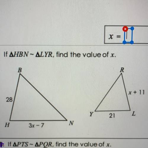 If HBN ~ LYR, find the value of x.
