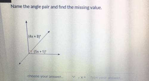Name The Angle Pair And Find The Missing Value.
