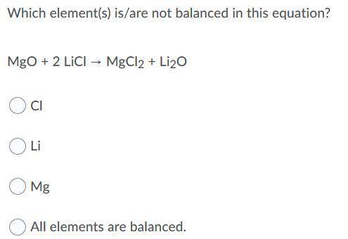 Which element(s) is/are not balanced in this equation?
