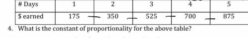 Question: What is the constant of proportionality for the above table.