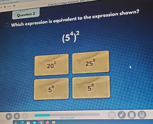 Whic expression is equivalent to (5⁴)²
