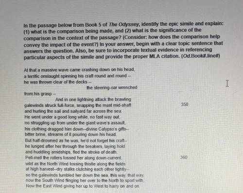 Book five of the Odessy questions

In the passage below from Book 5 of The Odyssey, identify the e