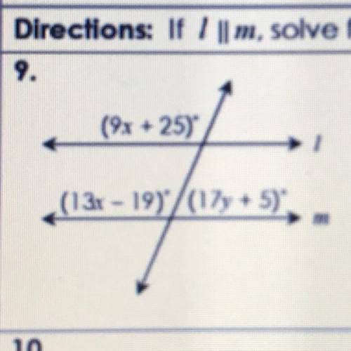 Plsssss answerrr 
Directions if l || m solve for x and y