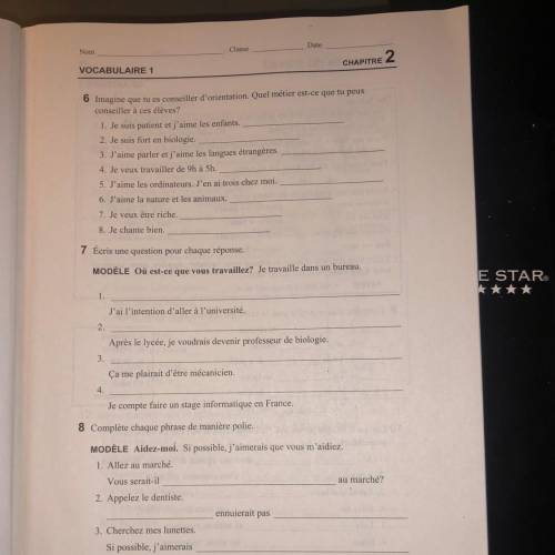 Somebody plleeeasseee answer this page it seems easy I'm just not the best at French also I'm not s