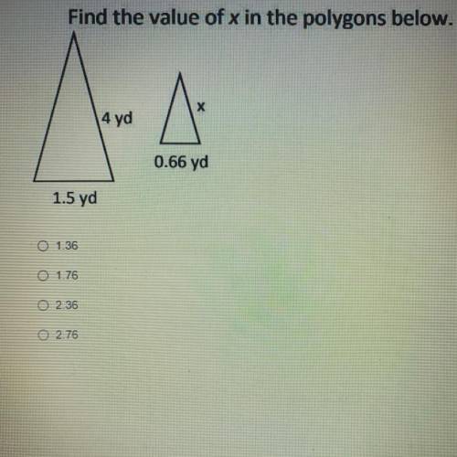 Find the value of x polygons below.