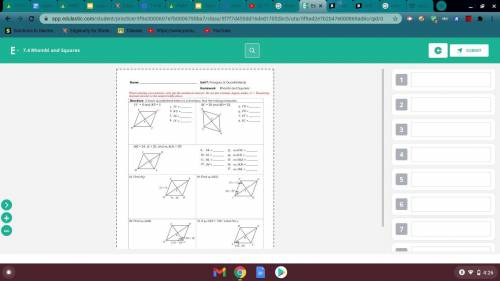 Unit 7: Polygons &Quadrilaterals 5: Rhombi and Squares Answers