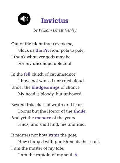 Is invictus the poem a free verse poem