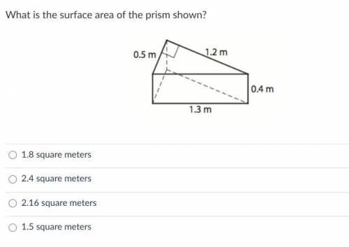 What is the surface area of the prism shown?