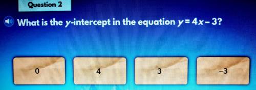 What is the y-intercept in the equation y=4x-3?