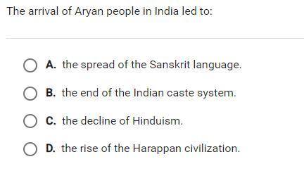 The arrival of Aryan people in India led to: