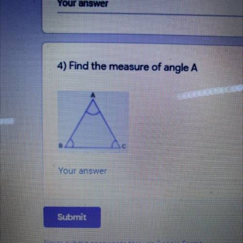 4) Find the measure of angle A