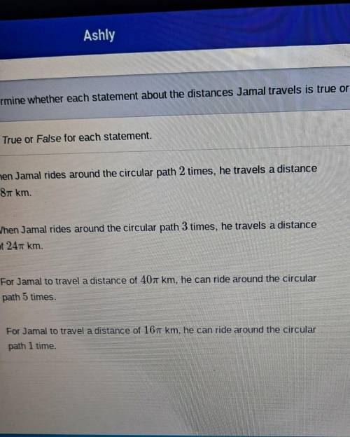 Determine whether each statement about the distances Jamal travels is true or false. Select True or