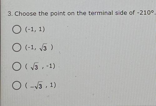 Choose the point on the terminal side of -210°.