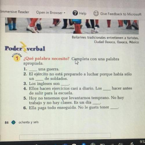 HELP!! I don’t really understand Spanish and I need help!

¿Qué palabra necesito? Completa con una
