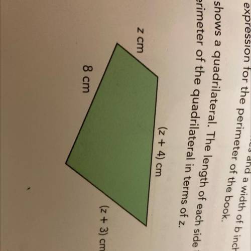 The figure shows a quadrilateral. The length of each side is five as shown. Find the perimeter of t