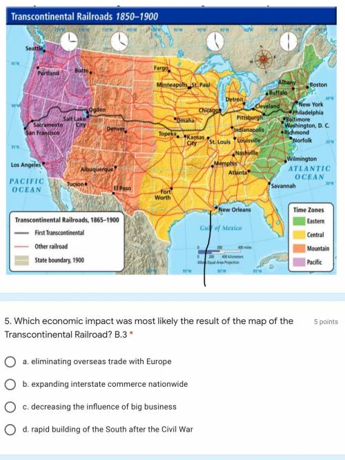 Which economic impact was most likely the result of the map of the Transcontinental Railroad?

a.