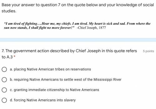 The government action described by Chief Joseph in this quote refers to...