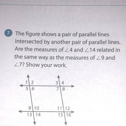 The figure shows a pair of parallel lines

intersected by another pair of parallel lines.
Are the