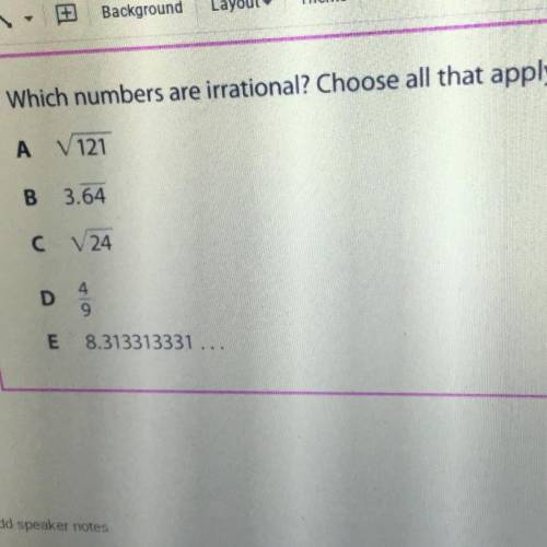 Doing a test answer if u know about irrational numbers
