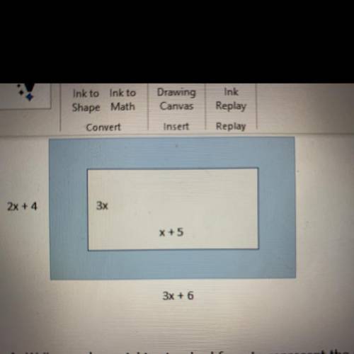 Write a polynomial in standard form to represent the area of inner rectangle