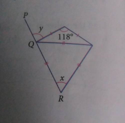 In the diagram, PQR is a straight line. Calculate the value of X and Y. HELPP!!! easy questions* wi