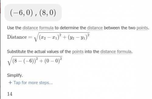 Find distance between -6 and 8 what is an expresion tht represents the distance