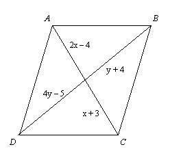 Find values of x and y for which ABCD must be a parallelogram. The diagram is not to
scale.