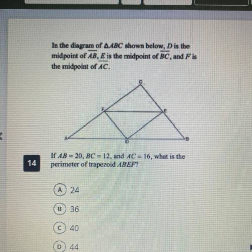 In the diagram of TRIANGLE ABC show below
