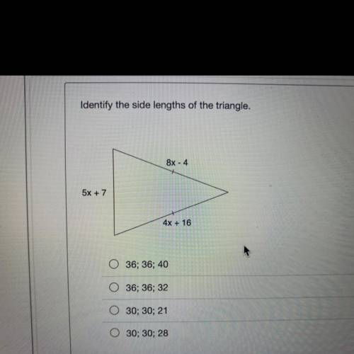 Identify the side lengths of the triangle.
