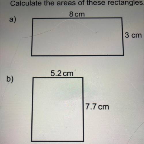 Calculate the areas of the rectangle
8 cm
3 cm