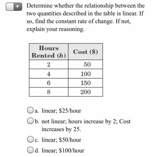 Determine whether the relationship between the two quantities described in the table is linear. If