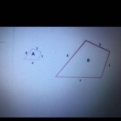 What scale factor is applied to shape B to make shape A