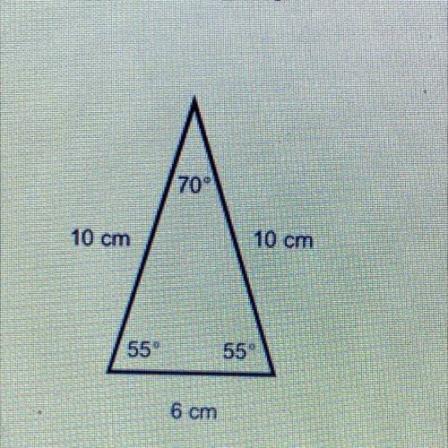 HELP PLEASE

Classify the Triangle by its sides and by its angles.
Based on the triangle's side le