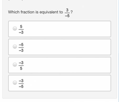 What fraction is equivalent to 3/-5 HELP ME PLS