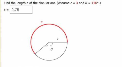 Question (Assume r = 3 and = 110°.)

I have tried it many times, but unable to answer the question