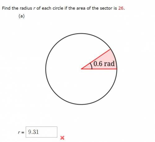 This exercise involves the formula for the area of a circular sector.

I have tried it many times