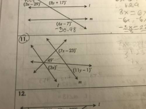 If L || m, solve for x and y
